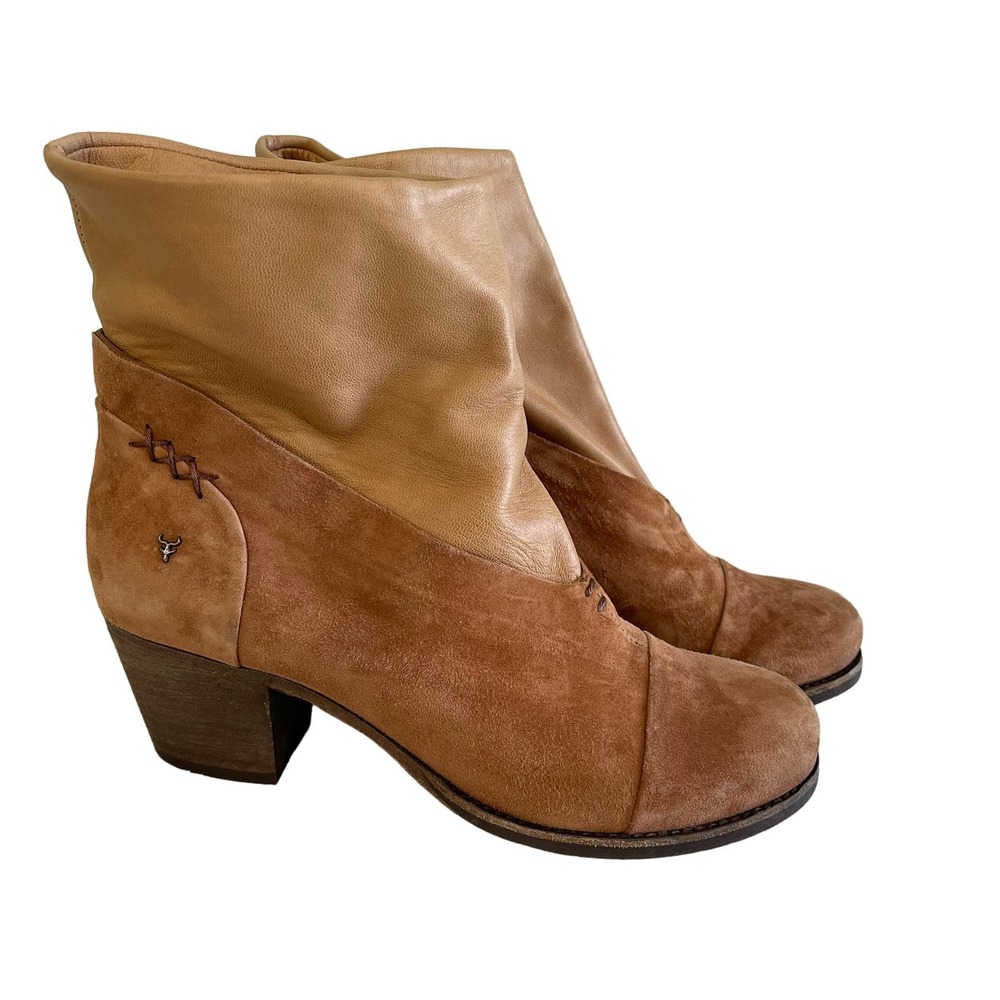 Trask Womens Brown Western Pull On Soft Suede Leather Round Toe Boots Size 9-9.5